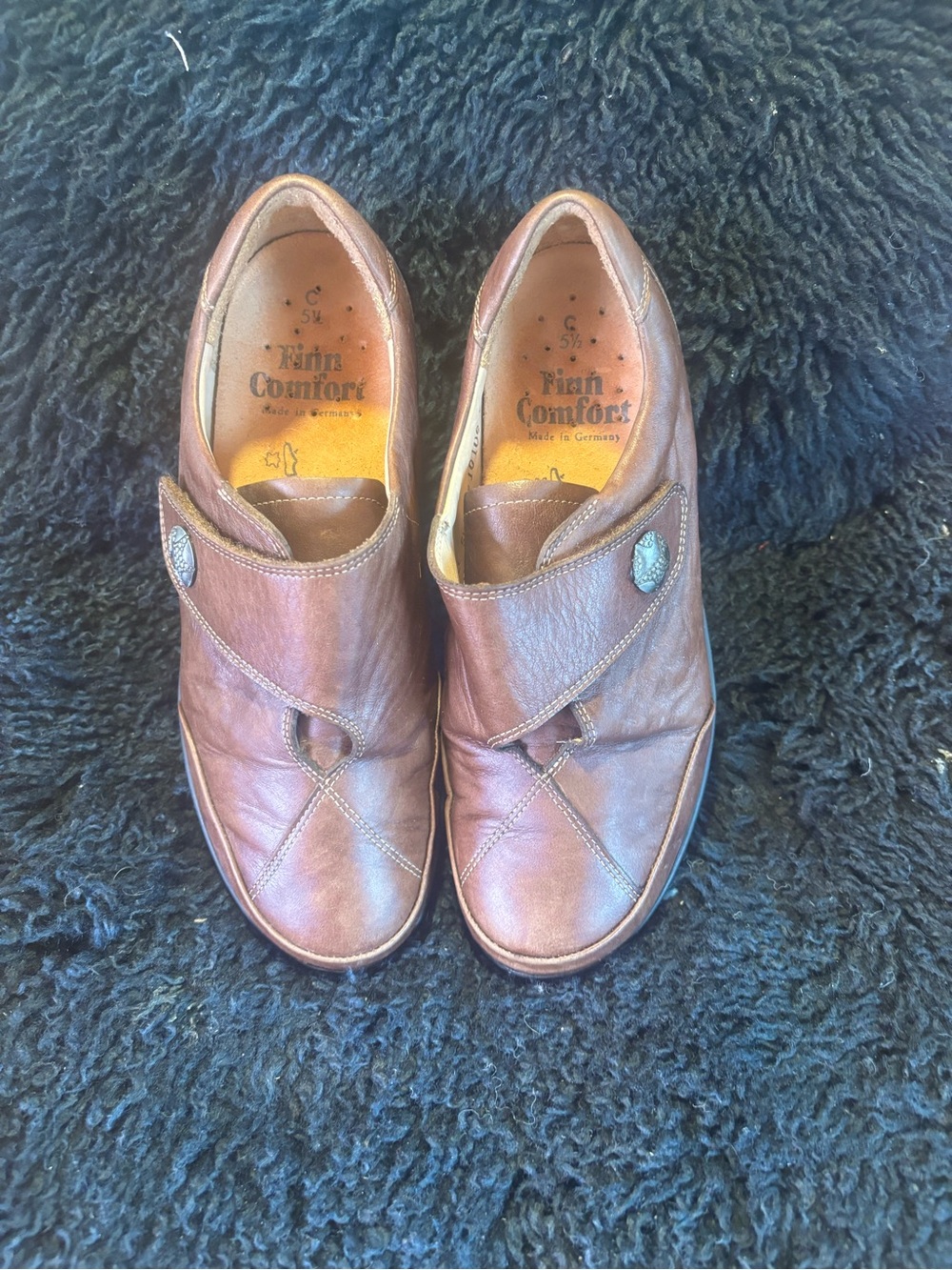 Finn Comfort Brown Leather Slip-On Loafers